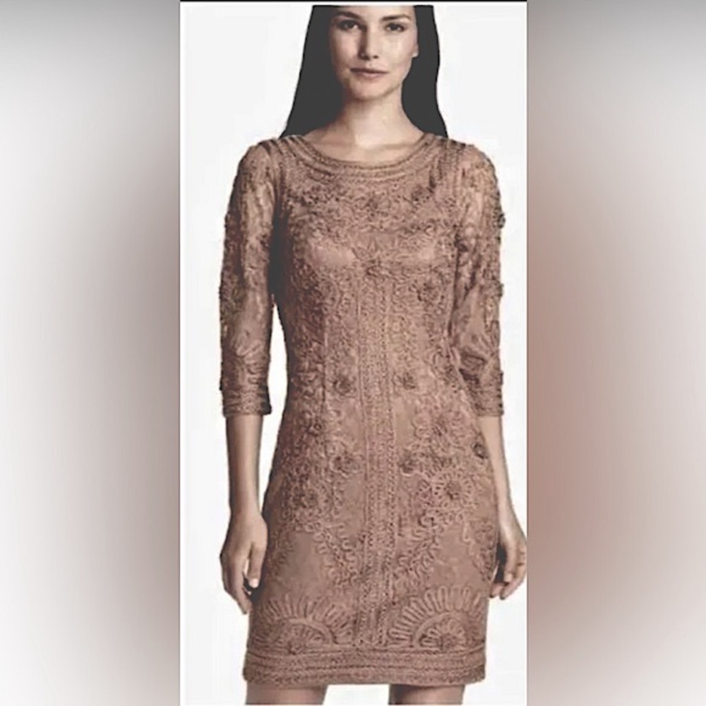 SUEWONG TULLE LACE COCKTAIL DRESS TAUPE SIZE 8 NEW WITH TAGS 
SUEWONG DESIGNER